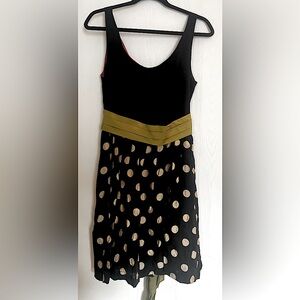 Corey Lynn Calter Anthropologie Slice of Lime Polka Dot Fit Flare Dress Pockets